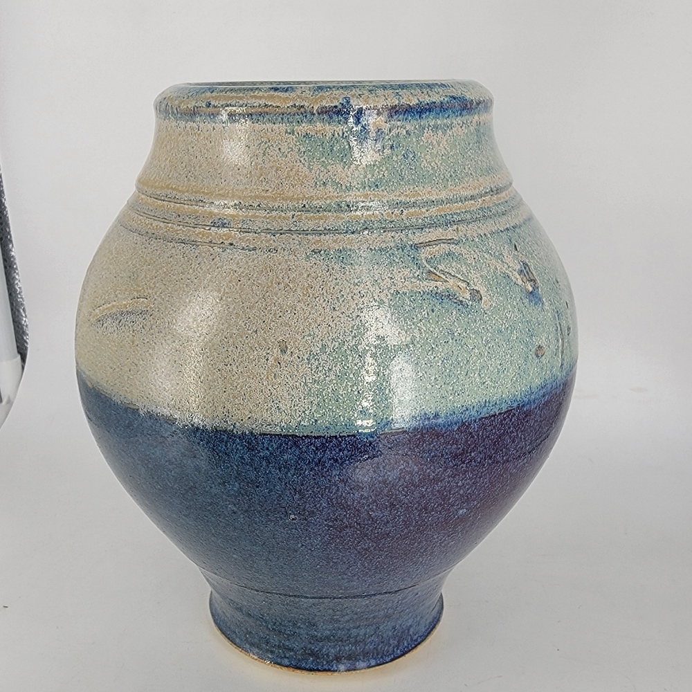 Elegant Blue and Cream Vase